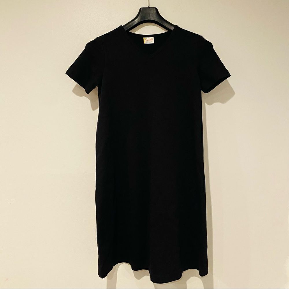 Hanna Andersson Black V-Neck Short Sleeve Shirt Dress Size Small